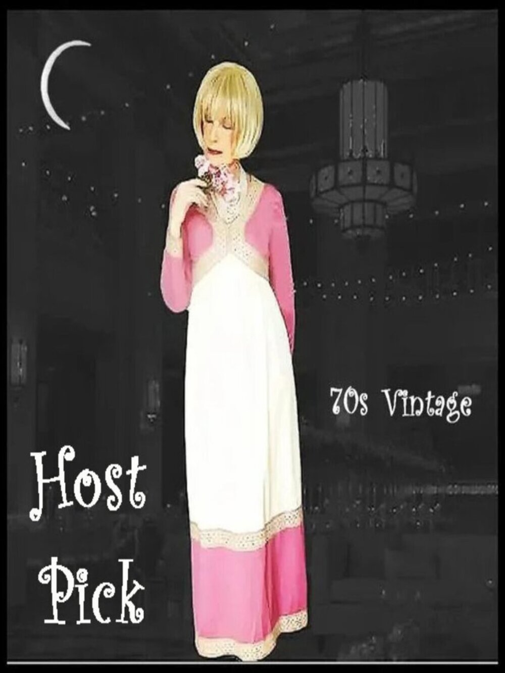Empire Waist Formal Gown - Colorblock Vintage Fashion - Pink & Cream HOST PICK